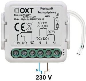 OXT Moduł mini przekaźnik beznapięciowy AC 230V DC 5V 12-48V WiFi TUYA 3