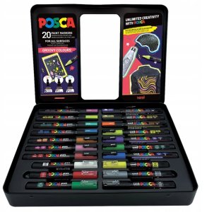 POSCA Gift Metal Tin, 20ass. Groovy Colours (6xpc1mc - 7xpc3m - 7xpc5m) 3