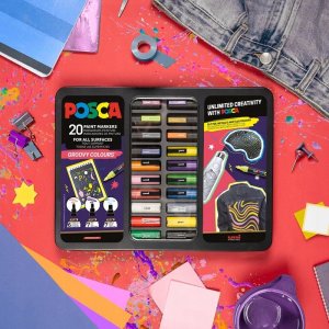 POSCA Gift Metal Tin, 20ass. Groovy Colours (6xpc1mc - 7xpc3m - 7xpc5m) 4