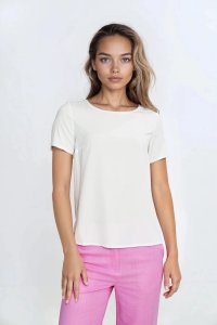 Bluzka basic z krótkim rękawem - ecru - B193 (kolor ecru, rozmiar 42) 1