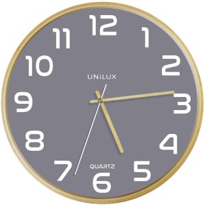 Unilux 400165097, Wall, Quartz clock, Round, Grey, Wood, Wood, Glass 1