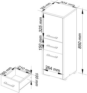 SZAFKA ŁAZIENKA FIN SŁUPEK 30 2D 1SZ 85cm PK DĄB SONOMA 3