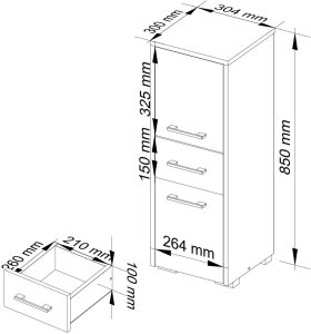 SZAFKA ŁAZIENKA FIN SŁUPEK 30 2D 1SZ 85cm PK DĄB SONOMA 7