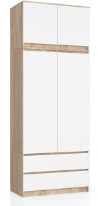 SZAFA Z NADSTAWKĄ S90 2D 2SZ CLP PK DĄB SONOMA / BIAŁA 1