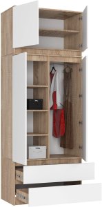 SZAFA Z NADSTAWKĄ S90 2D 2SZ CLP PK DĄB SONOMA / BIAŁA 2