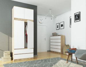 SZAFA Z NADSTAWKĄ S90 2D 2SZ CLP PK DĄB SONOMA / BIAŁA 6