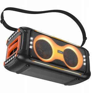 HOCO zestaw karaoke bezprzewodowy głośnik + 2 x bezprzewodowy mikrofon LED 60W HA9 czarny 2