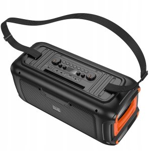 HOCO zestaw karaoke bezprzewodowy głośnik + 2 x bezprzewodowy mikrofon LED 60W HA9 czarny 4