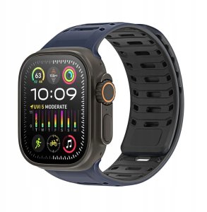 DUX DUCIS pasek CS magnetyczny silikonowy do Apple Watch 42/44/45/46/49 mm granatowo czarny 2