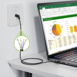 Kabel sieciowy patchcord Cat6a UTP kątowy obrotowy 0,5m slim czarny 11