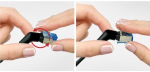 Kabel sieciowy patchcord Cat6a UTP kątowy obrotowy 0,5m slim czarny 7