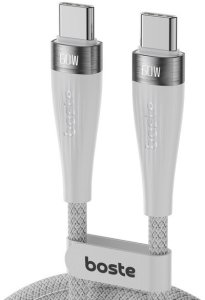 Boste Metalic Ring Series | Kabel USB-C do USB-C, szybkie ładowanie, transmisja danych, 60W, 2m, biały 1