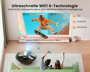 TOPTRO MINI rzutnik Full HD 1080p projektor WiFi6 Bluetooth kino domowe 6