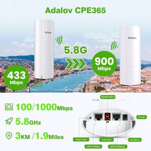 Adalov CPE365 mostek sieciowy bezprzewodowy przedłużenia sieci kamery 4