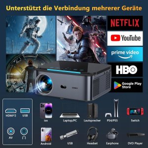 XIWBSY T07 Projektor Android TV 20000 kino domowe 4K 5G WiFi Bluetooth 6