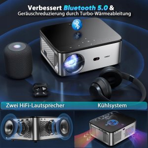 Projektor LCD XIWBSY 4K Full HD 5G WiFi Bluetooth kino domowe 20000 lumenów 5