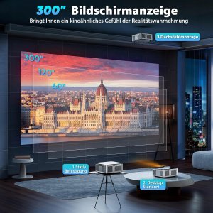 Projektor LCD XIWBSY 4K Full HD 5G WiFi Bluetooth kino domowe 20000 lumenów 6