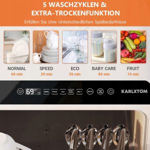 Karlxtom TDQR03A mini zmywarka do naczyń 5L 6 programów wolnostojąca nowa 3