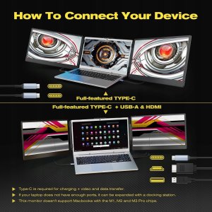 KEFEYA S2 Dodatkowy Przenośny monitor do laptopa 14" FHD 1080p rozszerzony 2