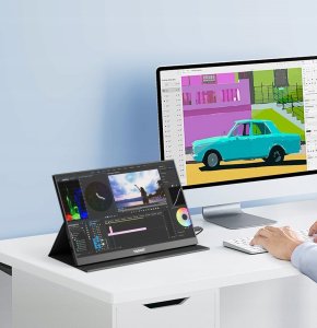 Yodoit Przenośny monitor do laptopa komputera 17,3'' ekran FHD IPS nowy 5