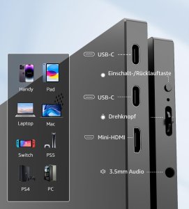 Yodoit Przenośny monitor do laptopa komputera 17,3'' ekran FHD IPS nowy 7