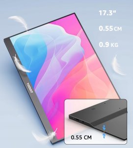 Yodoit Przenośny monitor do laptopa komputera 17,3'' ekran FHD IPS nowy 8