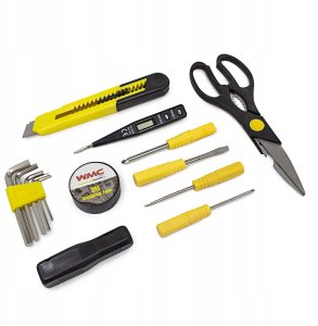 Zestaw narzędziowy 18 el. Kombinerki młotek imbusy 5