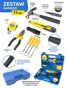 Zestaw narzędziowy 11 el. Kombinerki mł otek śrubokręty 9