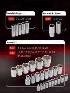 Zestaw narzędzi 1/2" i 1/4" 78el. (6-kątnych) (4-32mm) 12