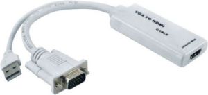 Adapter AV MicroConnect USB HDMI D-Sub (VGA), 0.2m, Biały (MONGGHDMIW) 1