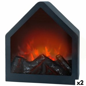Dekoracyjny Kominek Elektryczny Ścienny Ambients 20 x 23 x 14 cm (2 Sztuk) 1