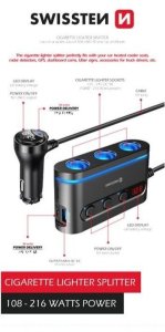 Swissten Car charger 2x USB-C PD / 1x USB-A QA 3.0 / 3x CL 8