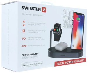 Swistten 4in1 MFI Wireless Docking Station 45W for Apple iPhone / iPod / Apple Watch 2