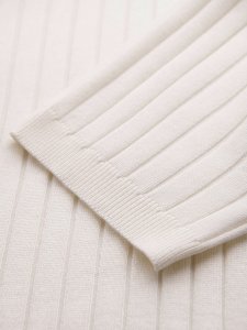 Męska koszulka polo z wiskozą SLIM FIT w pionowy prążek  złamana biel V3 OM-POSS-0143 M 8