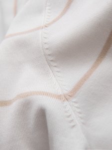 Koszulka polo męska w poziome paski z wiskozą  biało-beżowa V4 OM-POSS-0145 M 8