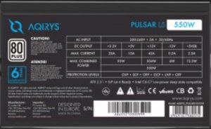 AQIRYS Zasilacz ATX / 80 Plus White Certified PULSAR LS 550W 3YW black 6
