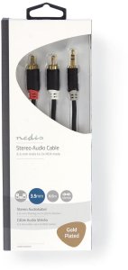 Kabel Nedis Aux Audio Cable 3.5 mm -> 2x RCA 0.5m Black 3