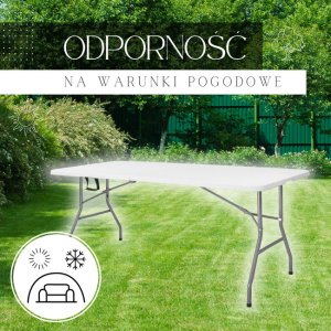 Stół składany cateringowy 180x74 cm stolik ogrodowy turystyczny walizka biały UNIWERSALNY 2