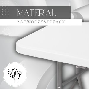 Stół składany cateringowy 180x74 cm stolik ogrodowy turystyczny walizka biały UNIWERSALNY 5