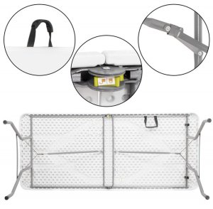 Stół składany cateringowy 180x74 cm stolik ogrodowy turystyczny walizka biały UNIWERSALNY 7