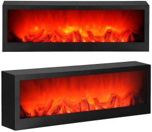 Lampa kominek na baterie, USB LED 60x10x19,5 cm oświetlenie dekoracyjne, czarne UNIWERSALNY 1