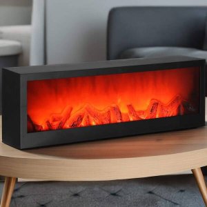 Lampa stołowa Springos Lampa kominek na baterie, USB LED 60x10x19,5 cm oświetlenie dekoracyjne, czarne UNIWERSALNY 4