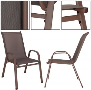 Krzesło ogrodowe, metalowe na balkon, taras brązowe UNIWERSALNY 22