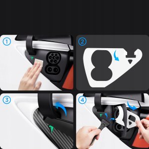 Spigen Tesla Protective Film and Wrap Set for Charge Port (EU), carbon - Tesla Model Y/3 12