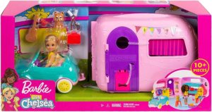 Barbie Mattel - Przyczepa kempingowa Chelsea + Lalka FXG90 - Lalki Modowe 1