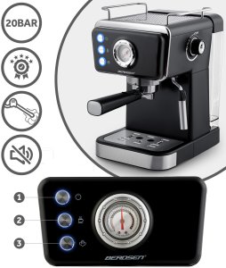 Ekspres do kawy kolbowy 20 bar Berdsen BD-772 czarny 14