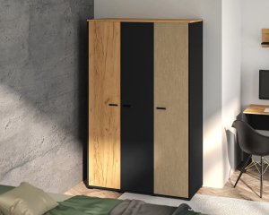 Szafa młodzieżowa COLT 01 3D dąb złoty craft/czarna ML MEBLE 4