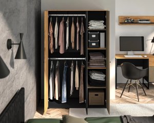 Szafa młodzieżowa COLT 01 3D dąb złoty craft/czarna ML MEBLE 5