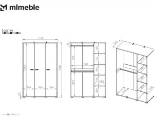 Szafa młodzieżowa COLT 01 3D dąb złoty craft/czarna ML MEBLE 7