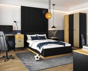Szafa młodzieżowa COLT 01 3D dąb złoty craft/czarna ML MEBLE 8